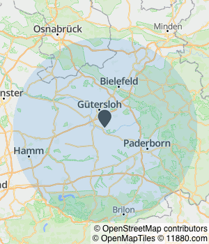 Kartendarstellung des Servicegebiets von Handwerker- & Gebäudeservice Obermeier