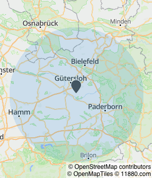 Kartendarstellung des Servicegebiets von SK Gebäudeservice UG