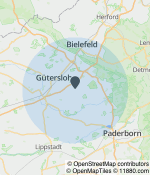 Kartendarstellung des Servicegebiets von SMK Immobilien GmbH