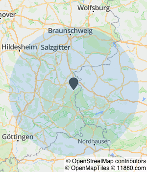 Kartendarstellung des Servicegebiets von Rieckhoff Immobilien im Harz e.K.