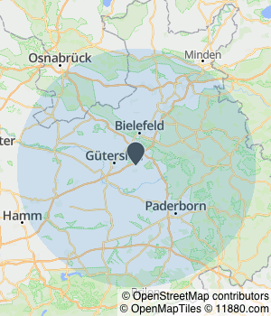 Kartendarstellung des Servicegebiets von Hollenhorst GmbH