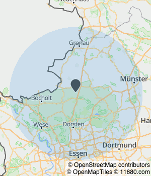 Kartendarstellung des Servicegebiets von Lederatelier Miceli