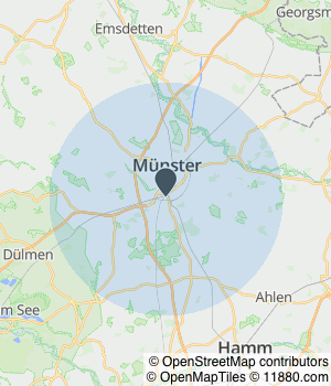 Kartendarstellung des Servicegebiets von Kurt Langkowski Haushaltsaufloesungen Muenster, K4 - Kurt;s Kunst, Kitsch und Krempel