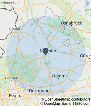 Kartendarstellung des Servicegebiets von Werkklar Bau & Infrastruktur