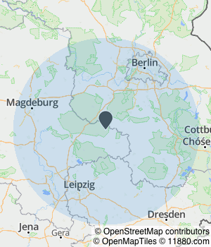 Kartendarstellung des Servicegebiets von Christian Brandt Raumausstatter & Polsterer