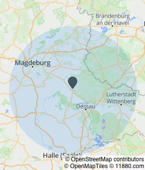 Kartendarstellung des Servicegebiets von Finanz Concept Zerbst