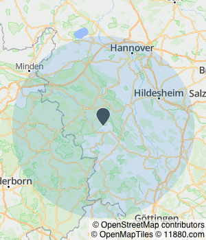 Kartendarstellung des Servicegebiets von Kanalteam Weserbergland GmbH