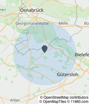 Kartendarstellung des Servicegebiets von Bestattungshaus Husemann-Scheffbusch