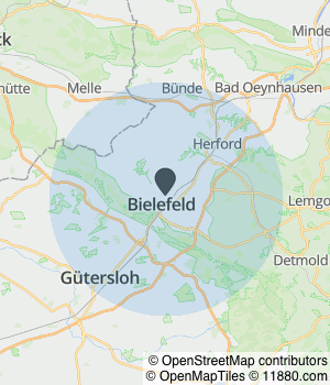 Kartendarstellung des Servicegebiets von Brinkmann Bestattungen