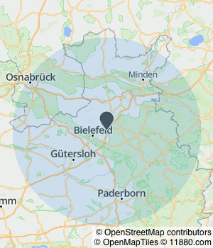 Kartendarstellung des Servicegebiets von Autolackiererei Kornfeld KG