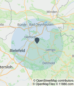 Kartendarstellung des Servicegebiets von HOME-STORE Gardinenland GmbH
