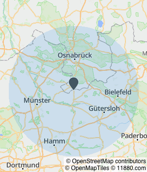 Kartendarstellung des Servicegebiets von Energieberatung Bernd Große Ausber