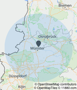 Kartendarstellung des Servicegebiets von Röers GmbH