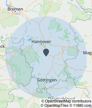 Kartendarstellung des Servicegebiets von Terrassendesigner Inh. Joachim von Alvensleben