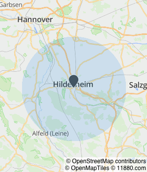 Kartendarstellung des Servicegebiets von Thorsten Grunenberg Rechtsanwalt