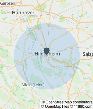 Kartendarstellung des Servicegebiets von Bauelemente Darwich