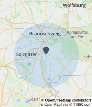 Kartendarstellung des Servicegebiets von Stylingteam Wiedemann