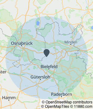 Kartendarstellung des Servicegebiets von All Around Service