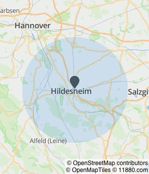 Kartendarstellung des Servicegebiets von HildaCare GmbH