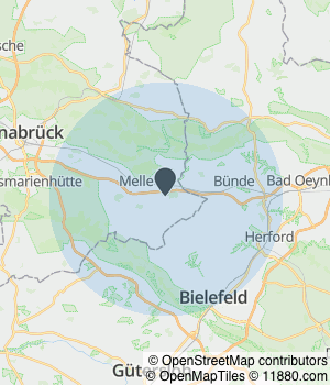 Kartendarstellung des Servicegebiets von Frank Debbrecht Gartenlandschaftsbau Meisterbetrieb