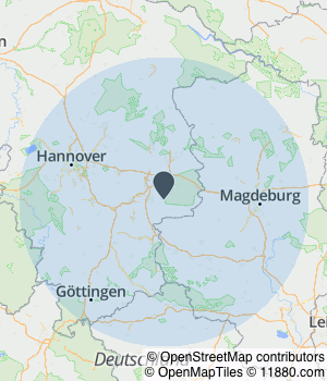 Kartendarstellung des Servicegebiets von ElmArt Werbeagentur