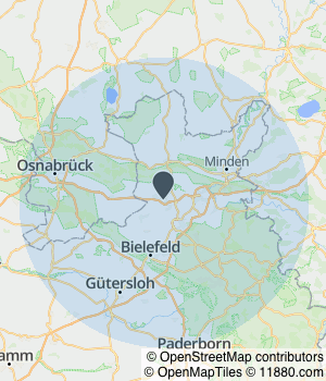 Kartendarstellung des Servicegebiets von Erra´s Pool Service