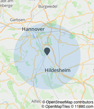 Kartendarstellung des Servicegebiets von KOSATER IMMOBILIEN - Ihre Immobilienmakler-Agentur vor Ort