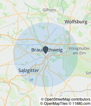 Kartendarstellung des Servicegebiets von Dieter Lamprecht Malermeister Inh. Marco Lamprecht e.K.