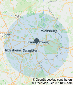 Kartendarstellung des Servicegebiets von Mati Bau Service