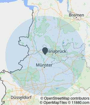 Kartendarstellung des Servicegebiets von Birgter Landhaus