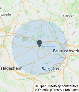 Kartendarstellung des Servicegebiets von Eulenbau Bauunternehmen