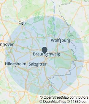 Kartendarstellung des Servicegebiets von DK Entrümpelungen