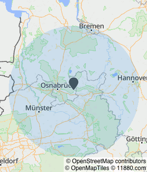 Kartendarstellung des Servicegebiets von BAURIX