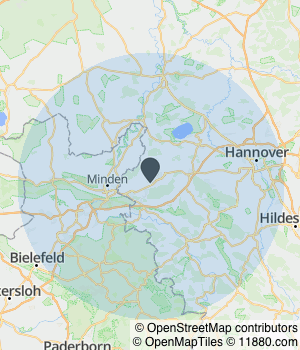 Kartendarstellung des Servicegebiets von UniVersaWorks