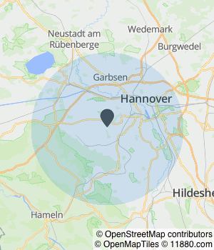 Kartendarstellung des Servicegebiets von Henschel Elektroanlagen GmbH