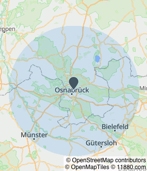 Kartendarstellung des Servicegebiets von Haarstudio Medeo