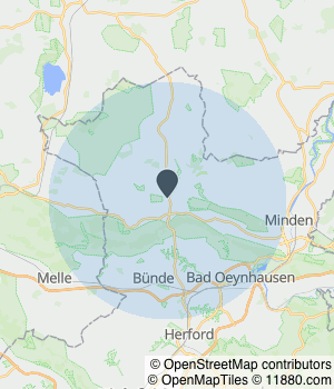Kartendarstellung des Servicegebiets von Hotel-Restaurant Borchard e.K.