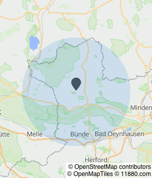 Kartendarstellung des Servicegebiets von Janis Wiens Deutsche Vermögensberatung und Versicherungen