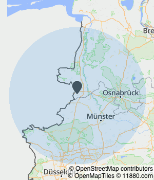 Kartendarstellung des Servicegebiets von Naturheilpraxis Robbert