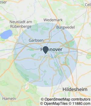Kartendarstellung des Servicegebiets von Glaserei Empelde