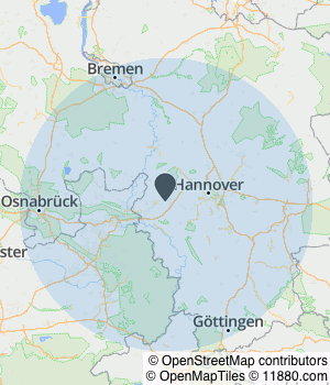 Kartendarstellung des Servicegebiets von Metallbau Beissner