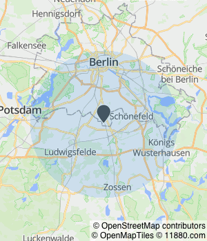Kartendarstellung des Servicegebiets von XL Fliesenbau Christian Schmidt