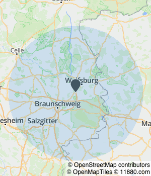 Kartendarstellung des Servicegebiets von Sonnenschutz-Folien Mario Heine