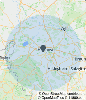 Kartendarstellung des Servicegebiets von Spannaus Bedachungen