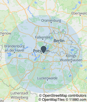 Kartendarstellung des Servicegebiets von Fliesenlegermeister Alexander Prestel