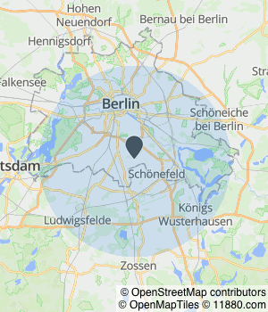 Kartendarstellung des Servicegebiets von Dachdeckerei Hartmut Krüger