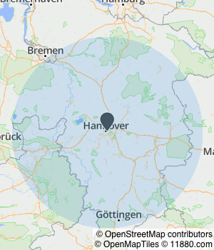 Kartendarstellung des Servicegebiets von PC-Werkstatt-Hannover