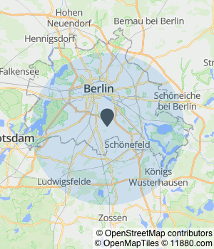 Kartendarstellung des Servicegebiets von Scharfenberg Elektrotechnik & Datennetze