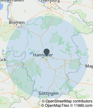 Kartendarstellung des Servicegebiets von BaroTech GmbH