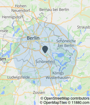 Kartendarstellung des Servicegebiets von Activ Clean Service AC GmbH
